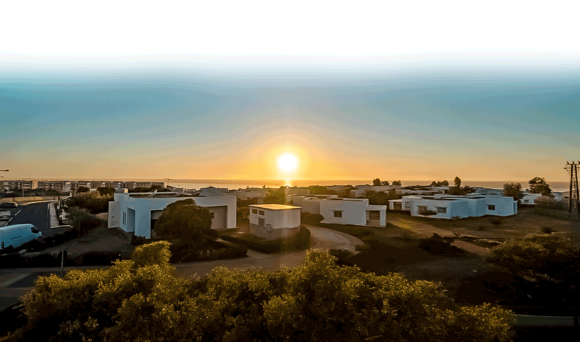 Vue panoramique au coucher de soleil